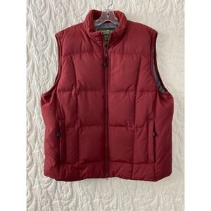Eddie Bauer Goose Down Puffer Vest Mens Large Red Quilted Full Zip Outdoor